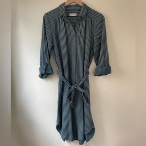 Anthropologie Stripe Blue Shirt Dress